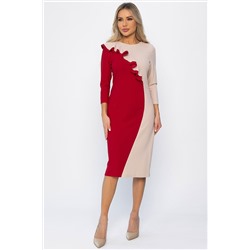 Платье Эванесса (красно-бежевое) П12743-35М