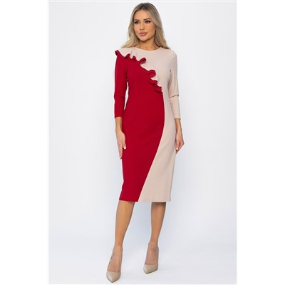 Платье Эванесса (красно-бежевое) П12743-35М