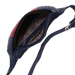 Сумка женская натуральная кожа Варвара-813-3 (поясная),  1отд,  ремень/пояс,  бордо крек/синий крек (4469)   221988