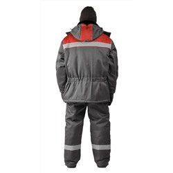 Костюм зимний "ВЬЮГА" куртка/полукомб. цвет: т.серый/красный