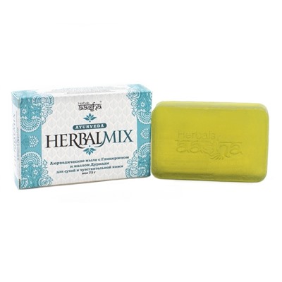 HERBALMIX Аюрведическое мыло С ГЛИЦЕРИНОМ И МАСЛОМ ДУРВАДИ для сухой и чувствительной кожи, Aasha Herbals, 75 г.