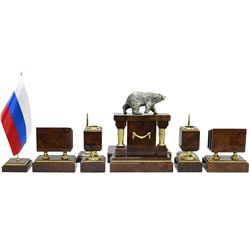 Настольный набор из обсидиана "Медведь" 1100*350*340мм