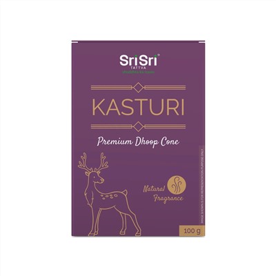Premium Dhoop Cone KASTURI, Sri Sri Tattva (Премиум благовония конусы КАСТУРИ, Шри Шри Таттва), 100 г.
