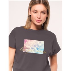 Футболка из хлопкового облегченного полотна с авторским принтом