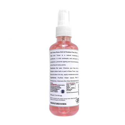 Skin Toner ROSE, SLS & Paraben Free, Karmeshu (Тоник (тонер) для кожи РОЗА, БЕЗ Сульфатов и Парабенов, Кармешу), СПРЕЙ, 210 мл.