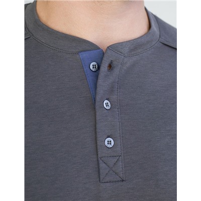 Джемпер хенли из полотна пике с меланжевым плетением с эластаном