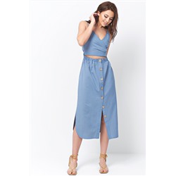 Хлопковое платье с отрезной талией синее