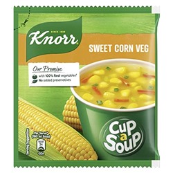 SWEET CORN VEG Cup a Soup, Knorr (СЛАДКАЯ КУКУРУЗА суп для заваривания в чашке, Кнорр), 9,5 г.