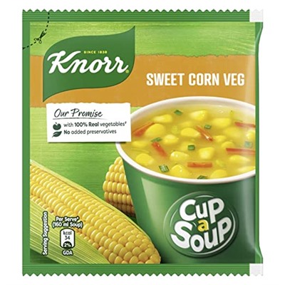 SWEET CORN VEG Cup a Soup, Knorr (СЛАДКАЯ КУКУРУЗА суп для заваривания в чашке, Кнорр), 9,5 г.