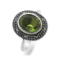 Кольцо из серебра марказит, султанит, SL-AGA134