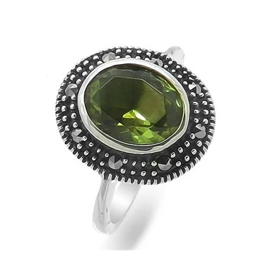 Кольцо из серебра марказит, султанит, SL-AGA134