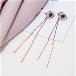 SALE! Длинные серьги - цепочки из ювелирной стали, Глаз Фатимы, 2 в 1, 1 пара.