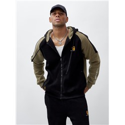 Спортивный костюм мужской демисезонный на флисе  черного цвета 327Ch