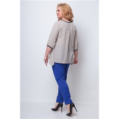 Michel chic 1247 синий_клетка, Брюки,  Блуза