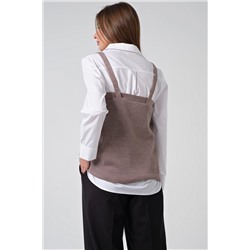 Топ вязаный на бретелях бежевый меланж