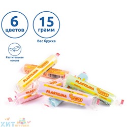Пластилин 6 цв. ПАСТЕЛЬ, 90 г, растительный JOVI 90/6P, 90/6P