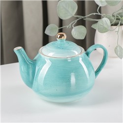 Сервиз фарфоровый чайный Доляна «Млечный путь», 15 предметов: 6 чашек 220 мл, 6 блюдец d=13,5 см, молочник 300 мл, сахарница 350 мл, чайник 1000 мл, цвет бирюзовый