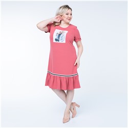 Платье, текстиль, коралловый