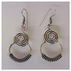 Серьги Завиток, кольцо внизу оплётка German silver ИНДИЯ, металл SH AME4523