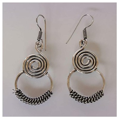 Серьги Завиток, кольцо внизу оплётка German silver ИНДИЯ, металл SH AME4523