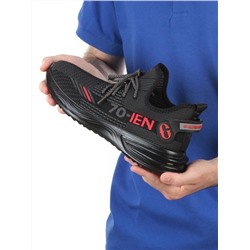 HA103-3 BLACK/RED Кроссовки летние мужские (текстиль) размер
