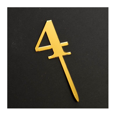 Топпер "Цифра 4" золото 3,5*5 см
