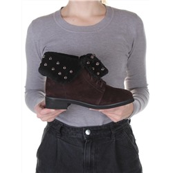 2265-B503M-Y1138 BROWN Ботинки женские (натуральная замша, нат.мех) размер 37