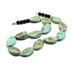 Бусы из бирюзы имитация овал витой 20*30мм, 49см