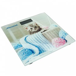 Весы 180 кг 28×28 см электронные напольные АКСИНЬЯ КС-6002 "Забавный котенок"