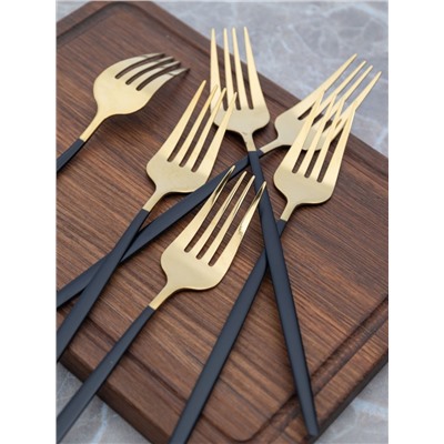 Вилка золото с черной метал. ручкой из 6-ти (100 шт)