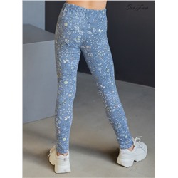 Леггинсы синие листья