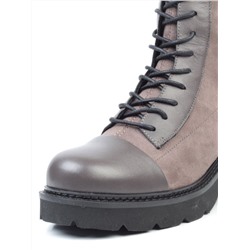 M06 GREY Ботинки демисезонные женские высокие (натуральная кожа, велюр, байка) размер 39