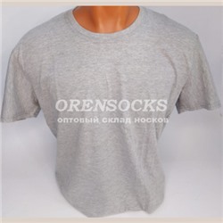 ФУТБОЛКА МУЖСКАЯ БЕЗ ПРИНТА ХЛОПОК 100% СВЕТЛО-СЕРОГО ЦВЕТА РАЗМЕРЫ 48,50,52,54,56=2ШТ. ФИРМЫ БОГАТЫРЬ 1111-12