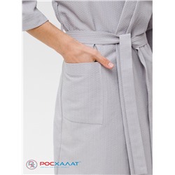 Вафельный халат Кимоно унисекс "Ромбы" серый В-12 (20)