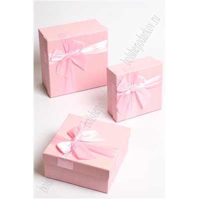 Коробки квадратные 3 в 1, 19*19*9,5 см (SF-7154) розовый