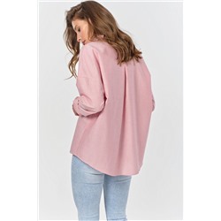 Рубашка хлопковая оверсайз с длинным рукавом в полоску на красном