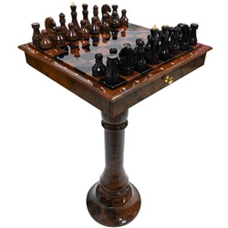 Стол шахматный из обсидиана 440*440*905мм.