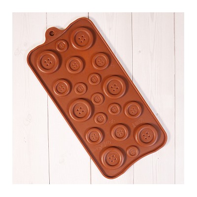 Форма силиконовая для шоколада "Пуговки" 20,5*10,5 см, 19 ячеек