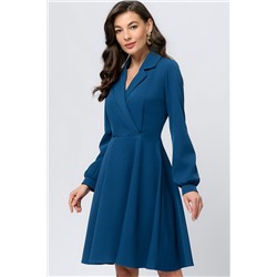 Платье мини синего цвета с длинными рукавами