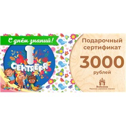Подарочный сертификат на 3000 рублей (С днём знаний!)