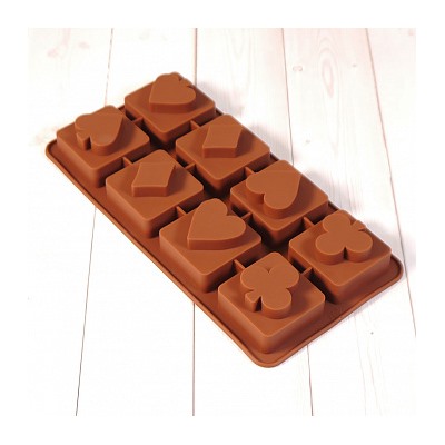 Форма силиконовая для шоколада "Карты" 20*10 см, 8 ячеек