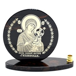 Икона из обсидиана круглая со св."Тихвинская "д.85