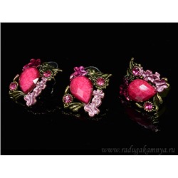 Кольцо Серьги с муранским стеклом цв. розовый