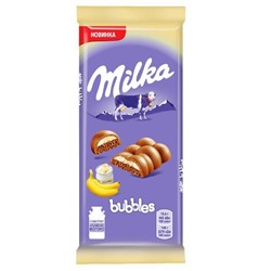 "МилкаБабблес" шоколад молочный пористый с бананово-йогуртовой начинкой 92гх16