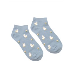 Короткие носки р.35-40 "Duck on Blue" Утка и цветок