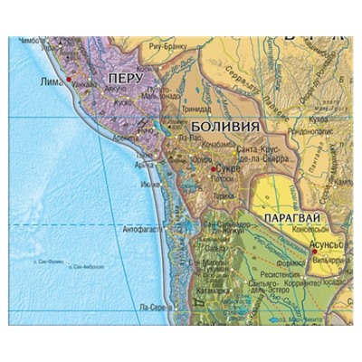 Карта-пазл Южной Америки (фрагменты по странам) 33х23см.