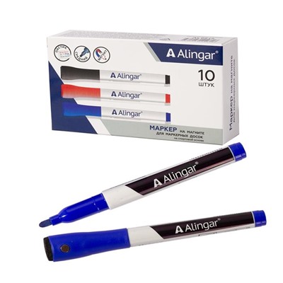 Маркер для белой доски Синий Alingar 2мм с губкой AL-6813