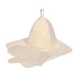 .Комплект 3 предмета (шапка,коврик,рукавица)(белый) Hot Pot