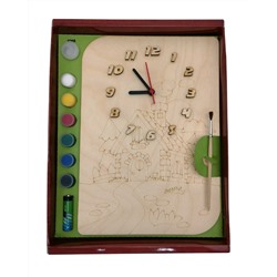 Часы с циферблатом под роспись "Лесная избушка" с красками арт.ДНИ140 /20