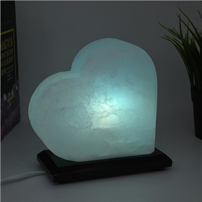 Солевая лампа "Сердце" 175*80*165мм 2-4кг, свечение голубое.